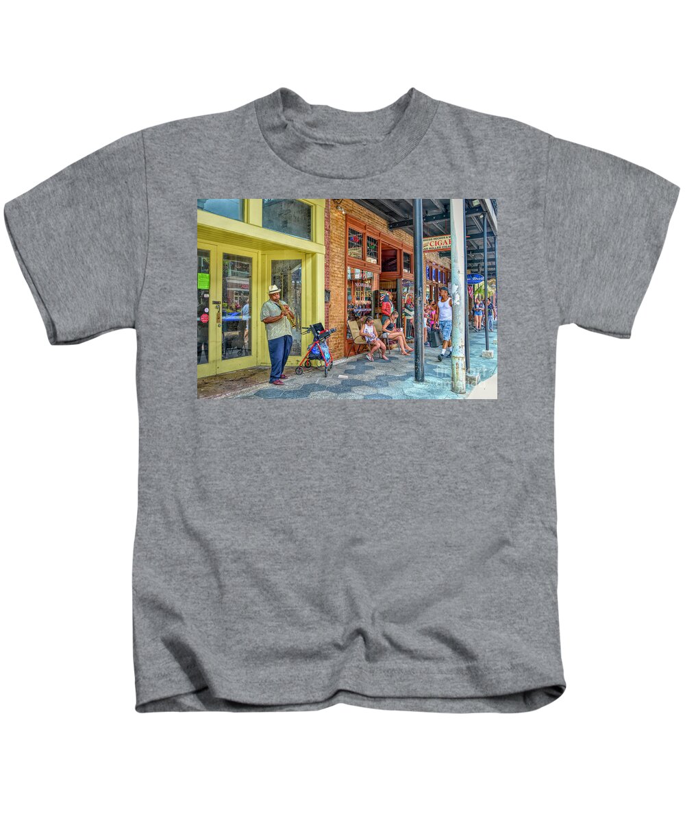 Car Show Kids T-Shirt featuring the photograph Sax Avenue by Alison Belsan Horton