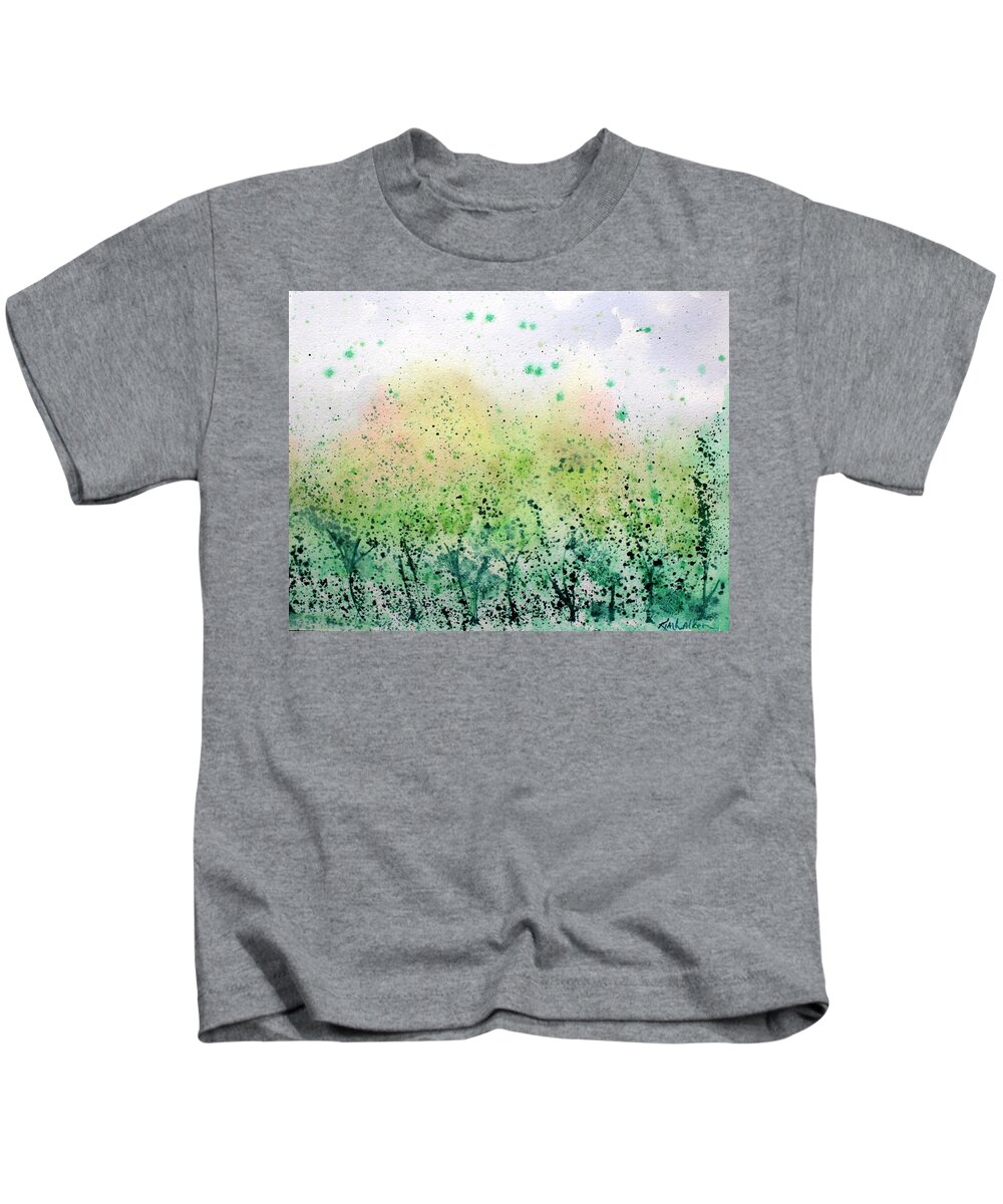 Trees Kids T-Shirt featuring the painting Scattering Leaves Watercolor by Kimberly Walker