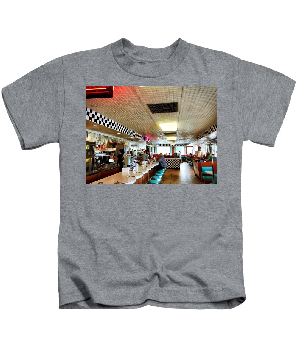 Diner Kids T-Shirt featuring the photograph Scenes from a Diner by Chris Montcalmo