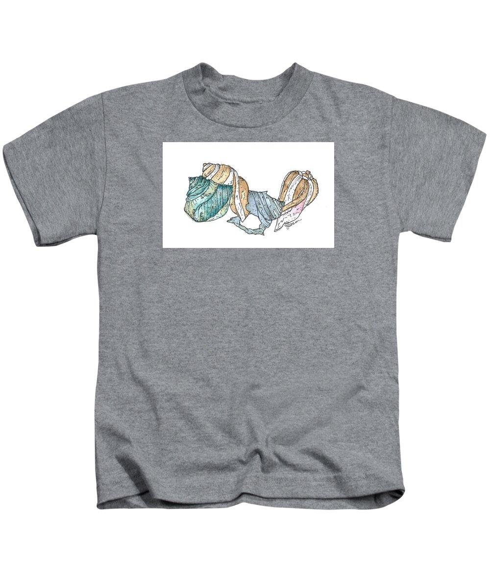 Sea Shells Kids T-Shirt featuring the painting Sea Shell 1 by Elise Boam