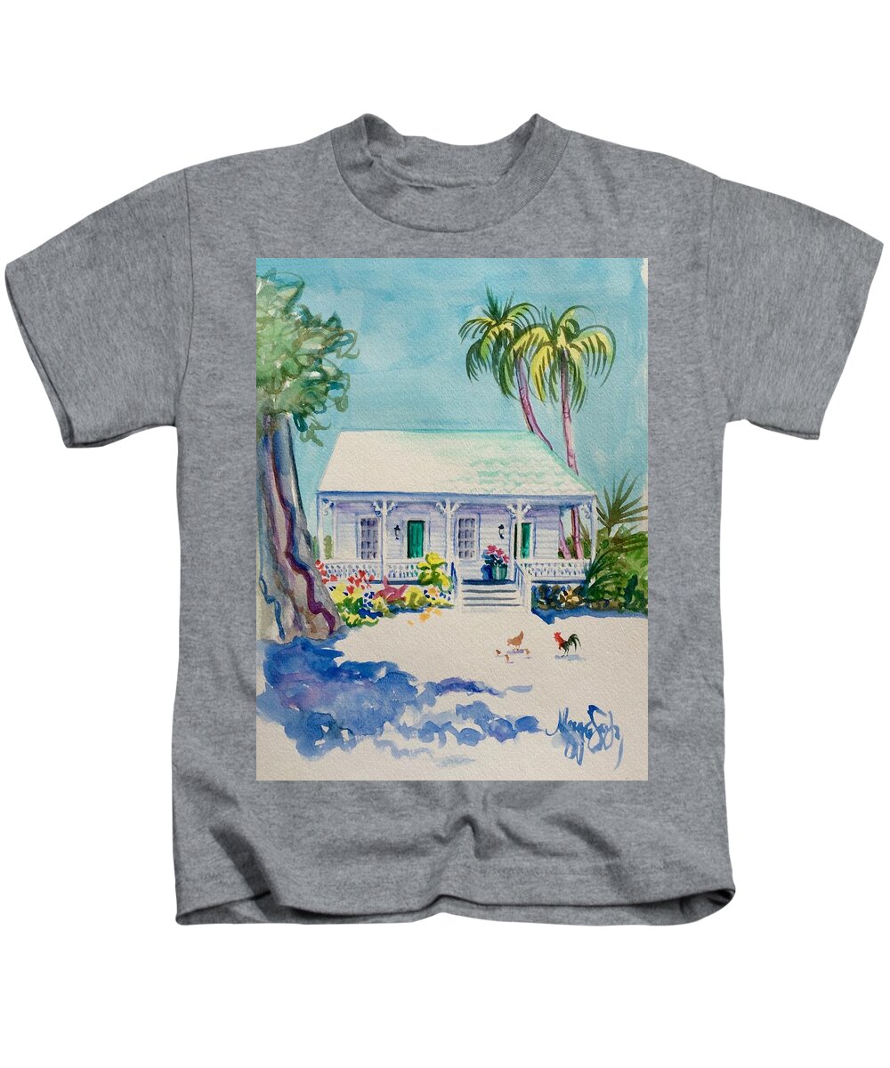 Key West Kids T-Shirt featuring the painting Seahorse Cottage by Maggii Sarfaty