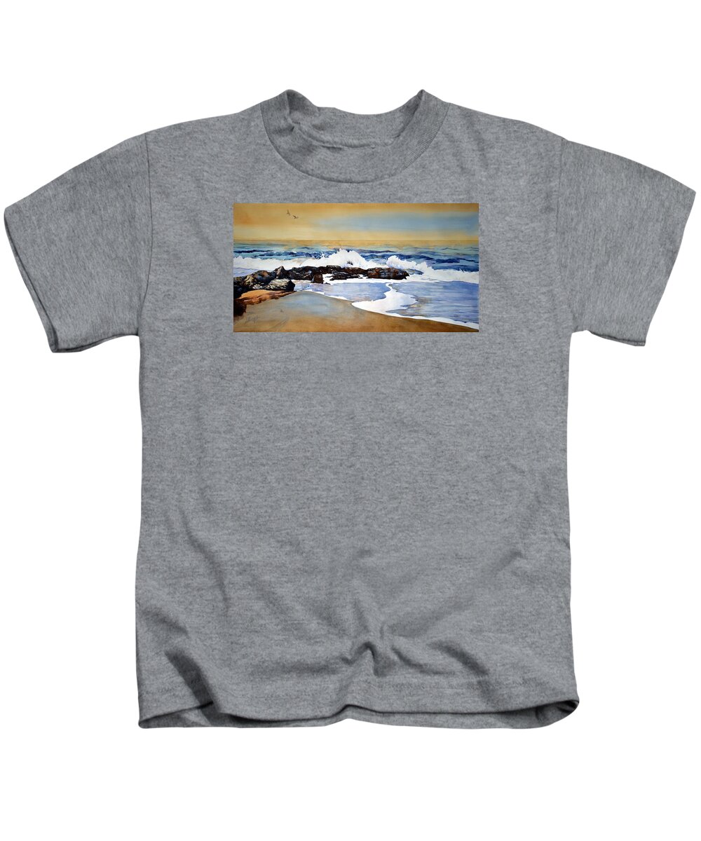 Watercolor Kids T-Shirt featuring the painting Seamist by Mick Williams