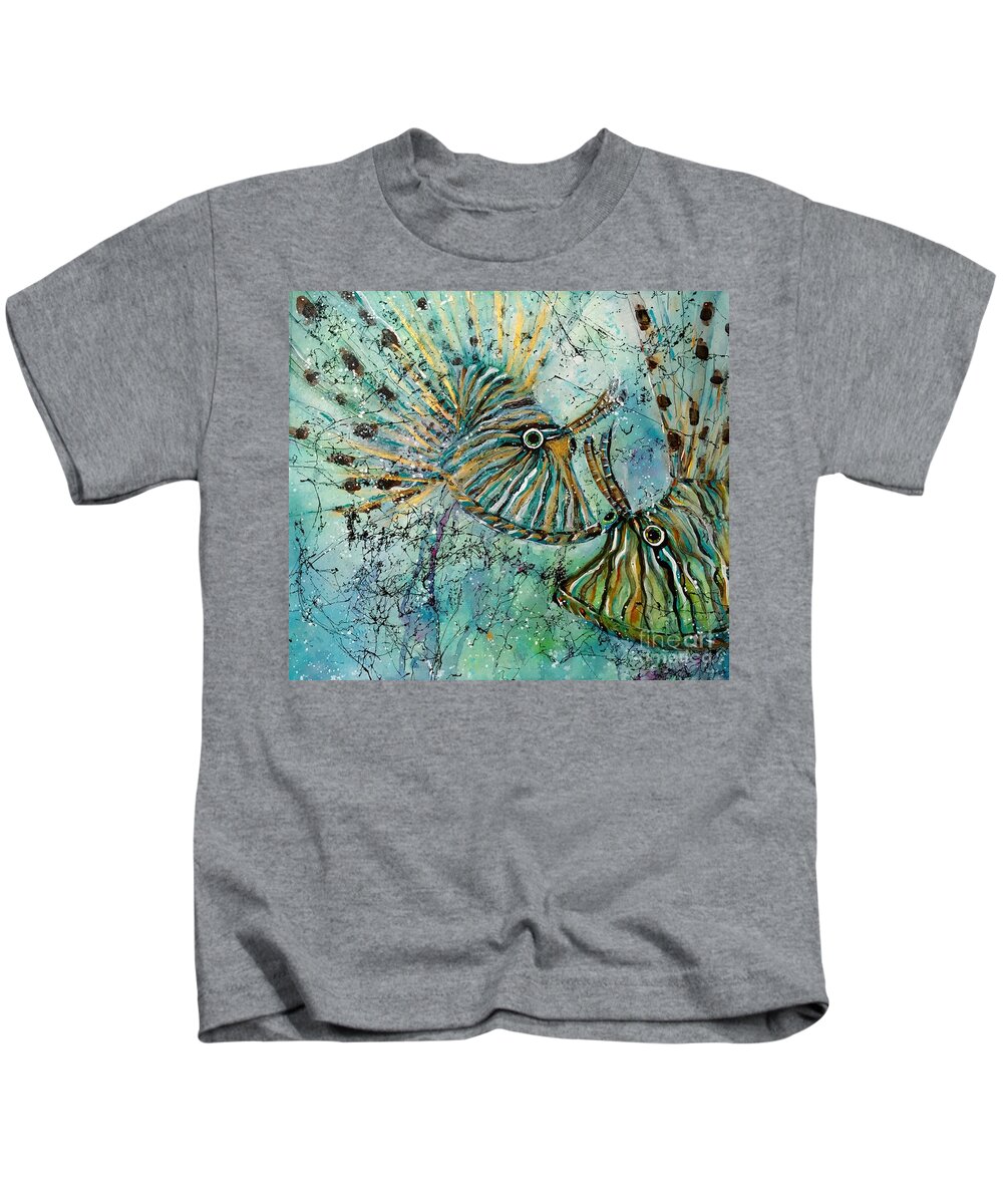 Iionfish Kids T-Shirt featuring the painting Seeing Eye to Eye by Midge Pippel