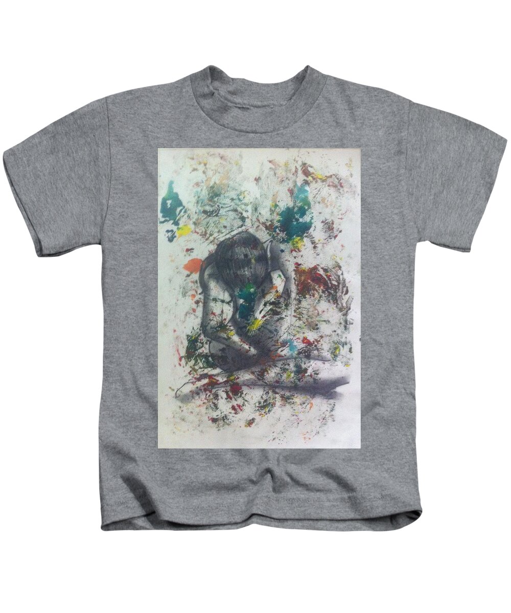 Digital Art Kids T-Shirt featuring the painting Sentimientos encontrados by Carlos Paredes Grogan