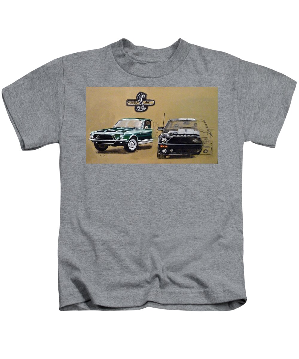 Cars Kids T-Shirt featuring the painting Shelby 40th Anniversary by Richard Le Page