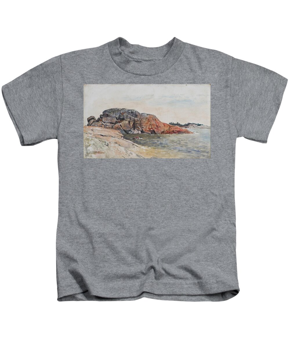 Johan Knutson Shore Stone Kids T-Shirt featuring the painting Shore stone by MotionAge Designs