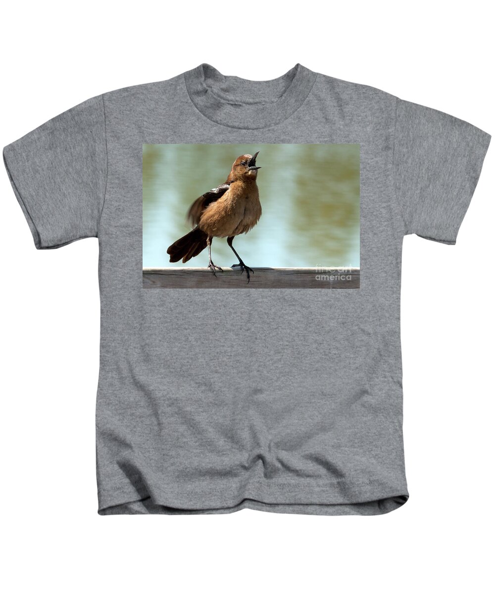Boat-tailed Grackle Kids T-Shirt featuring the photograph Sing Out Loud by Meg Rousher