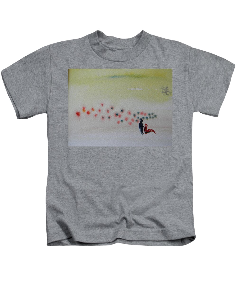 Seasons Kids T-Shirt featuring the painting Six Seasons Dance Four by Marwan George Khoury