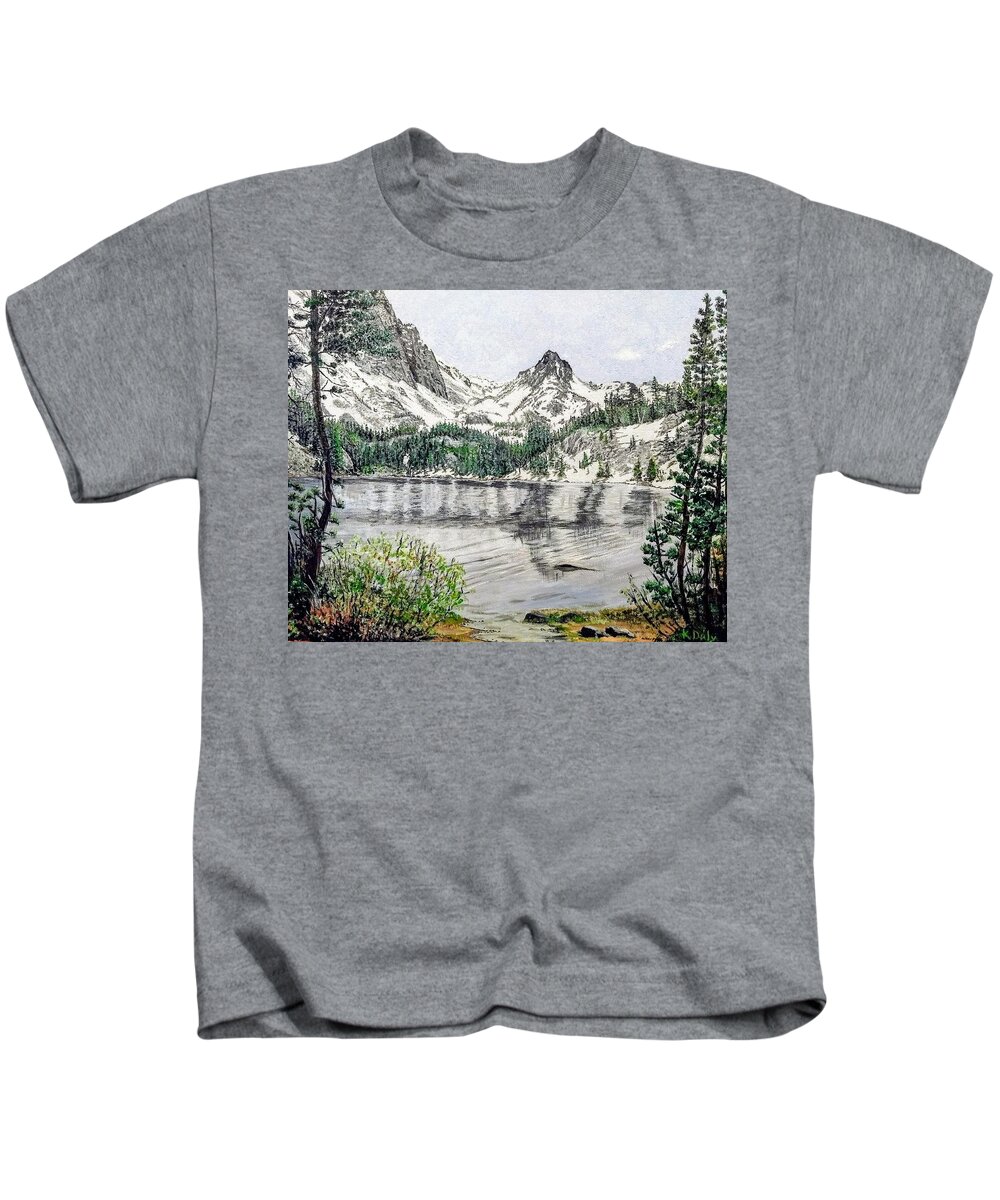 Sierra Nevada Kids T-Shirt featuring the painting Skelton Lake by Kevin Daly