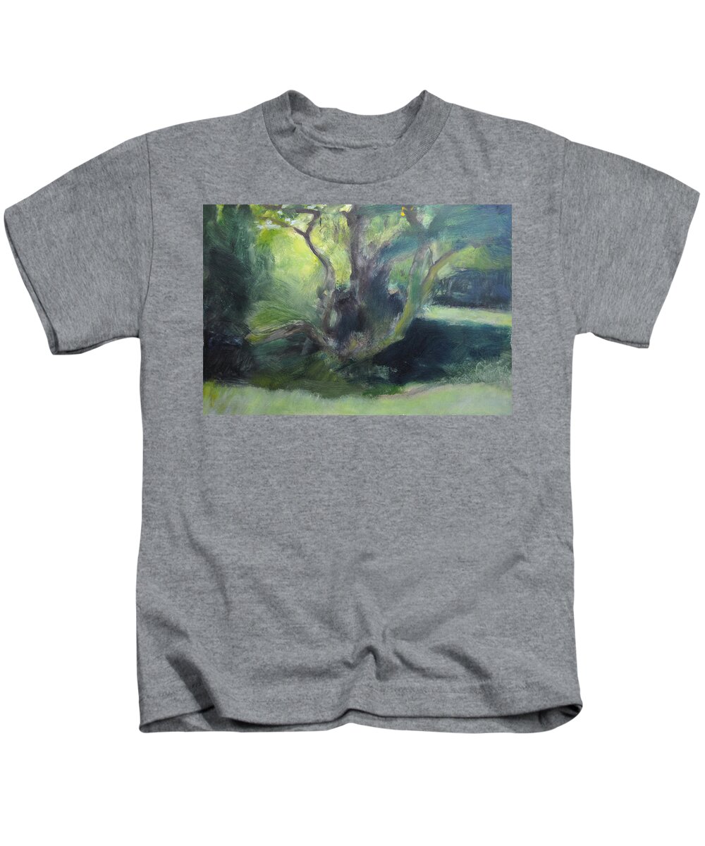 Wales Kids T-Shirt featuring the painting Sketch of a shady glade. by Harry Robertson