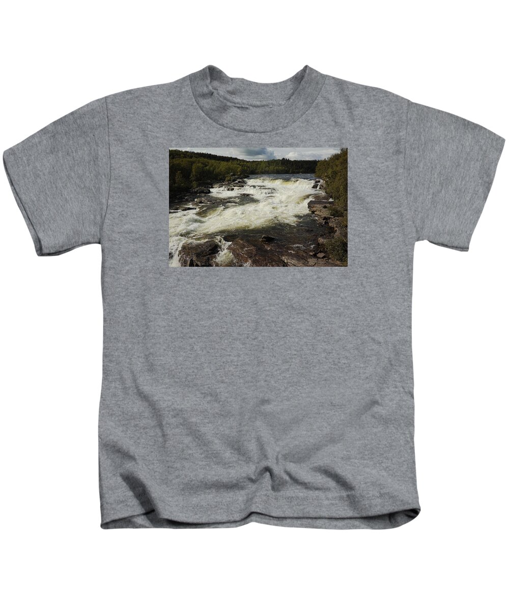 Rapids Kids T-Shirt featuring the photograph Skoltefossen - Skolt Cascade of the Neiden River in Norway by Pekka Sammallahti