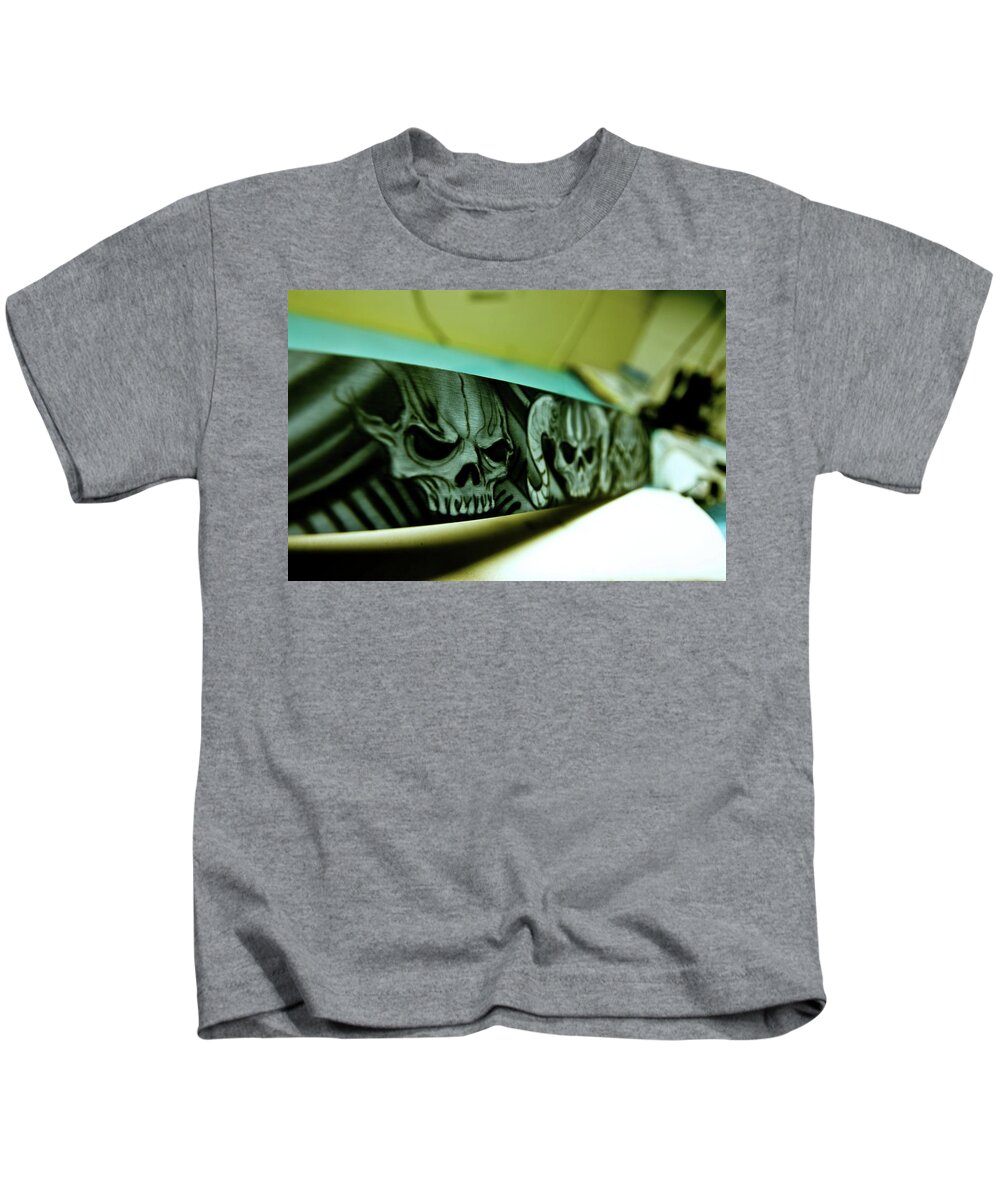Skull Kids T-Shirt featuring the photograph Skull Belt Drive by Travis Crockart