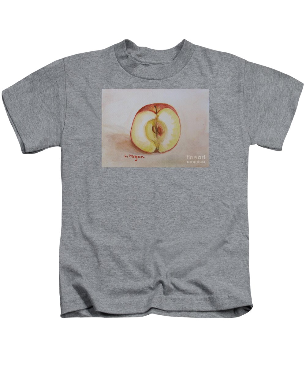 Apple Kids T-Shirt featuring the painting Sliced Apple by Laurie Morgan