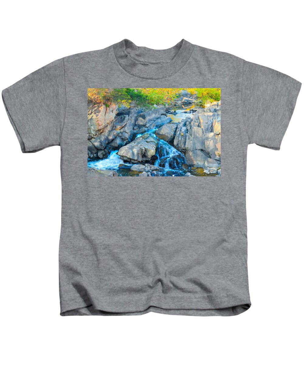 C&o Kids T-Shirt featuring the photograph Small Falls on Great Falls of the Potomac by Jeff at JSJ Photography