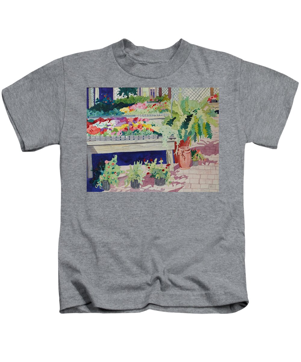Garden Kids T-Shirt featuring the painting Small Garden Scene by Terry Holliday