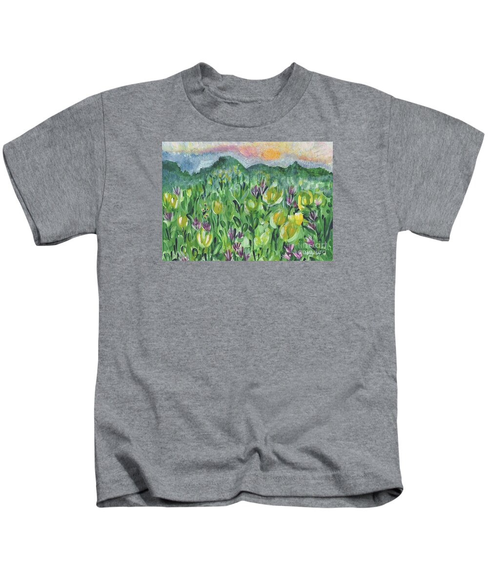 Mountains Kids T-Shirt featuring the painting Smoky Mountain Dreamin by Holly Carmichael