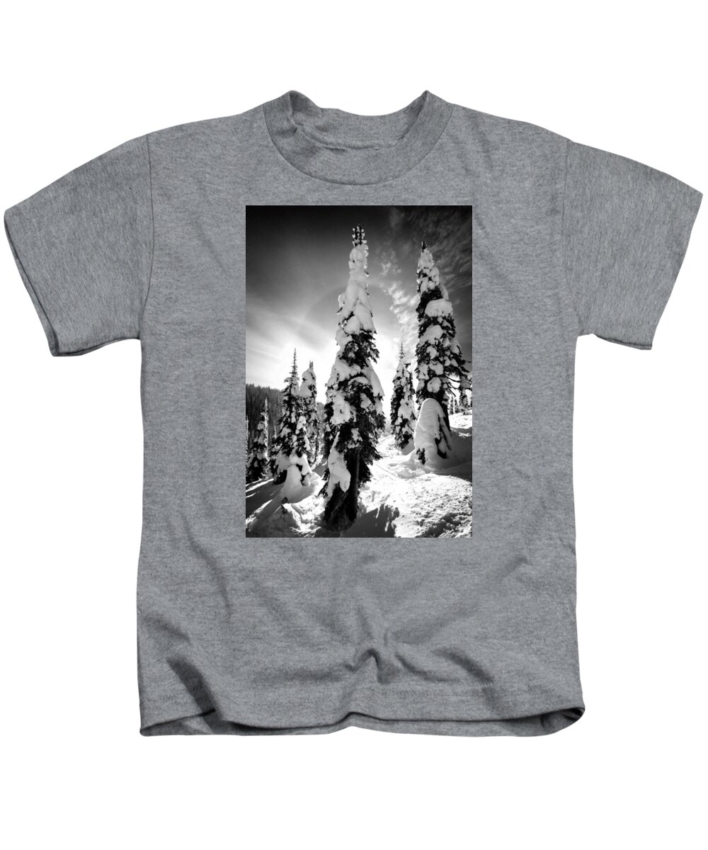 Tree Kids T-Shirt featuring the photograph Snow Laden Tree by Jedediah Hohf