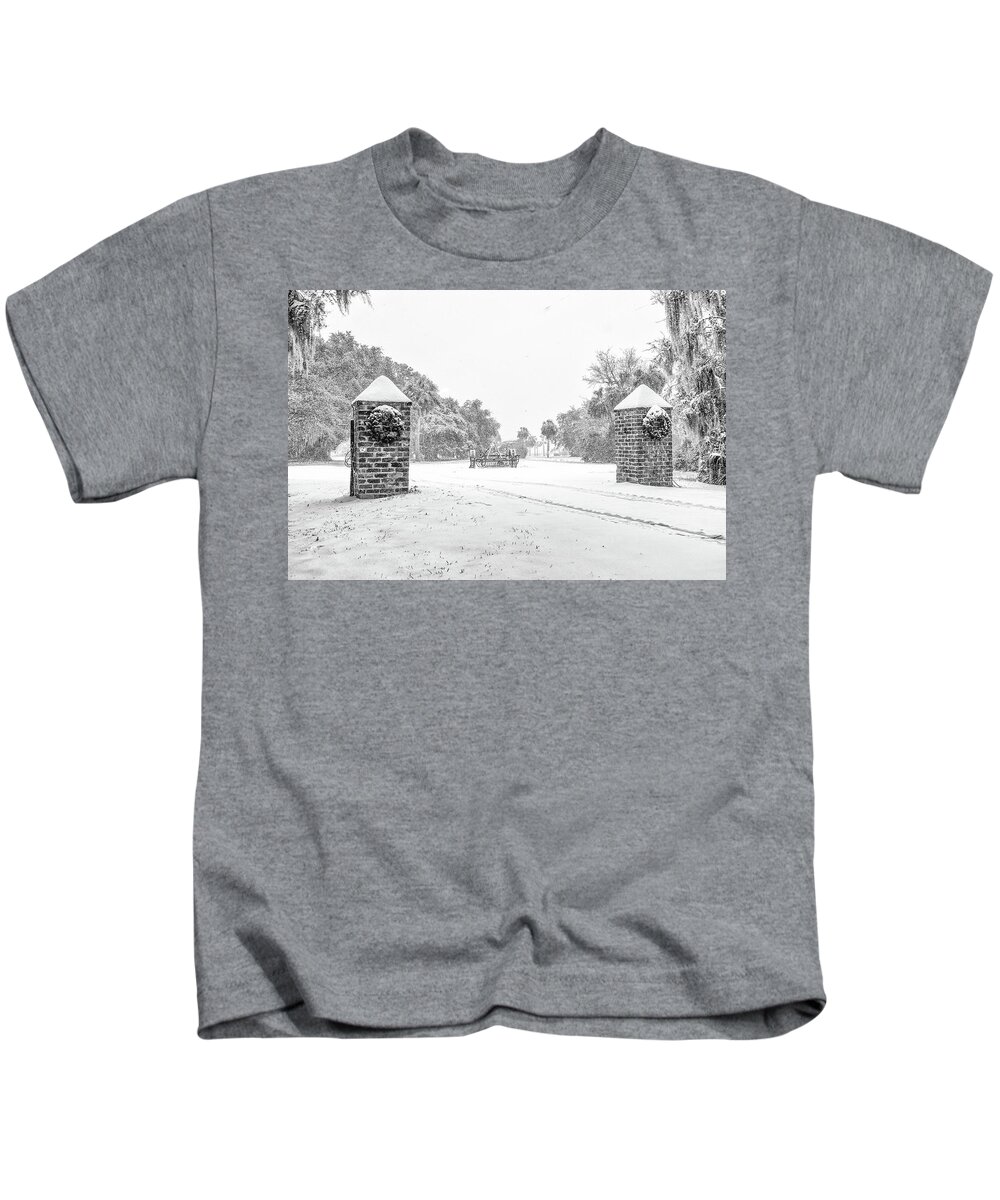 Chisolm Kids T-Shirt featuring the photograph Snowy Gates of Chisolm Island by Scott Hansen
