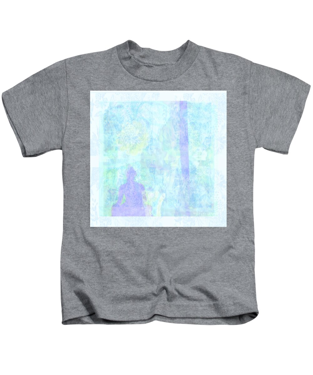 Square Kids T-Shirt featuring the mixed media Soft Landings by Zsanan Studio