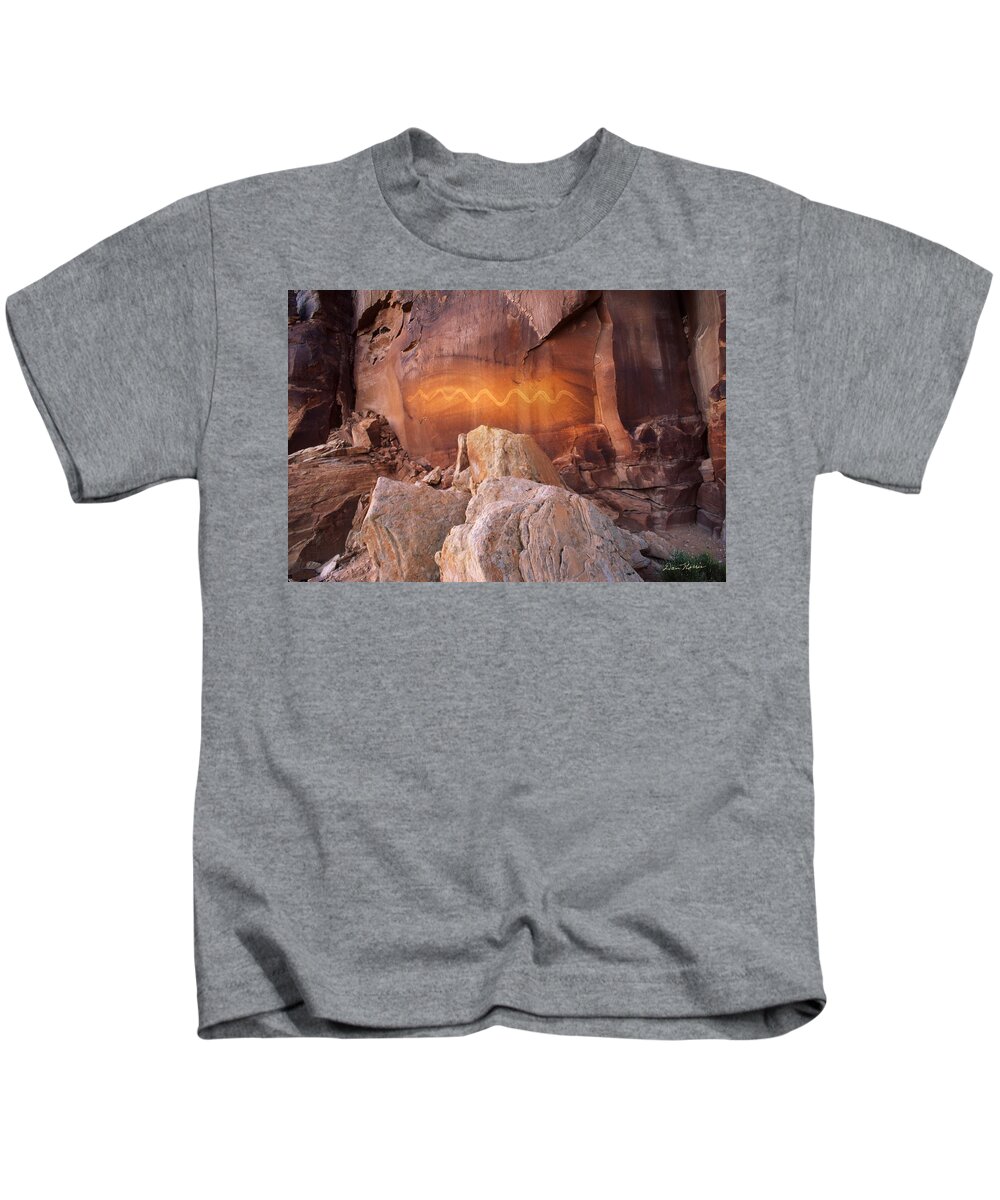 Petroglyph Kids T-Shirt featuring the photograph Solstice Snake by Dan Norris