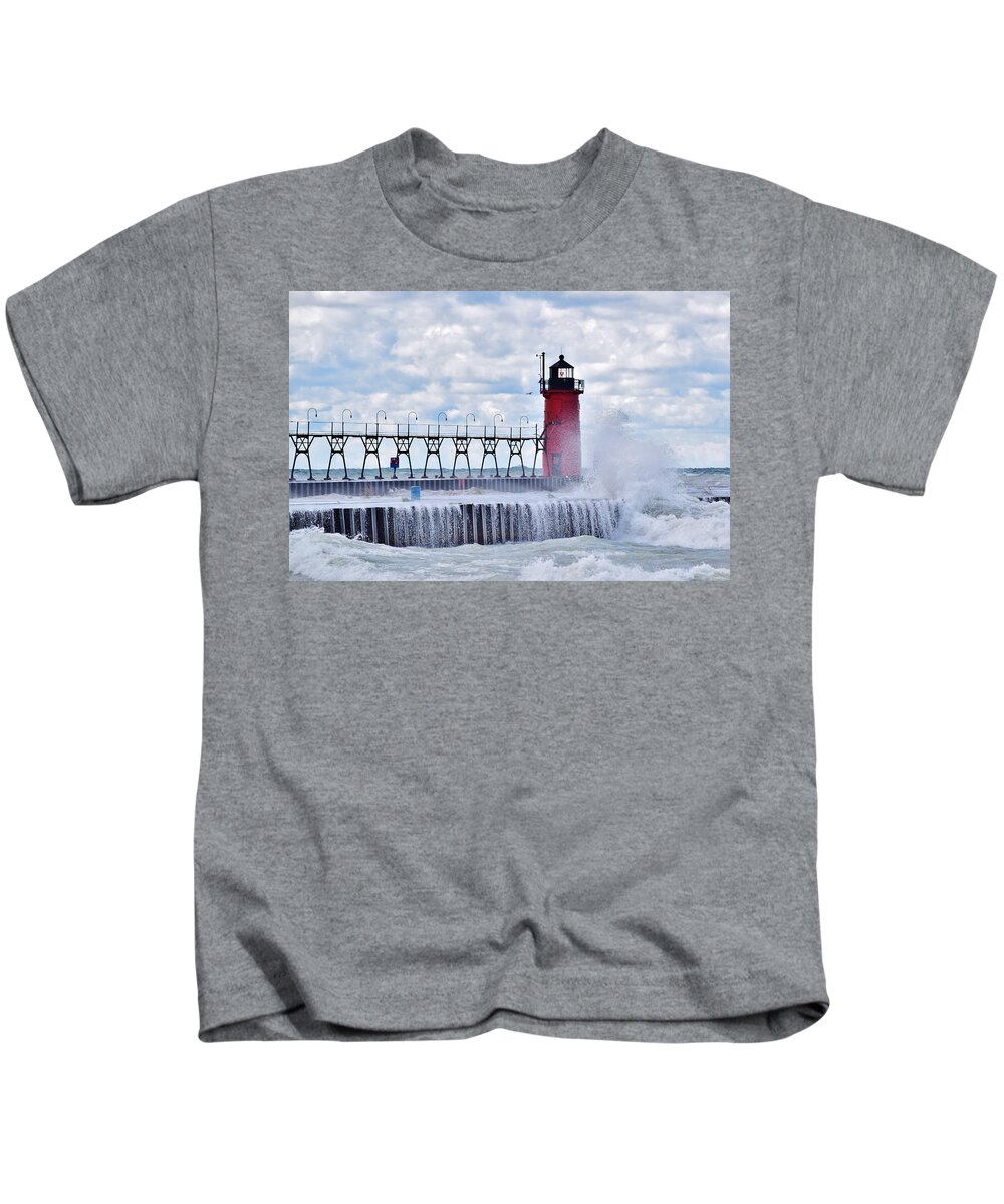 Michigan Kids T-Shirt featuring the photograph South Haven Lighthouse by Nicole Lloyd