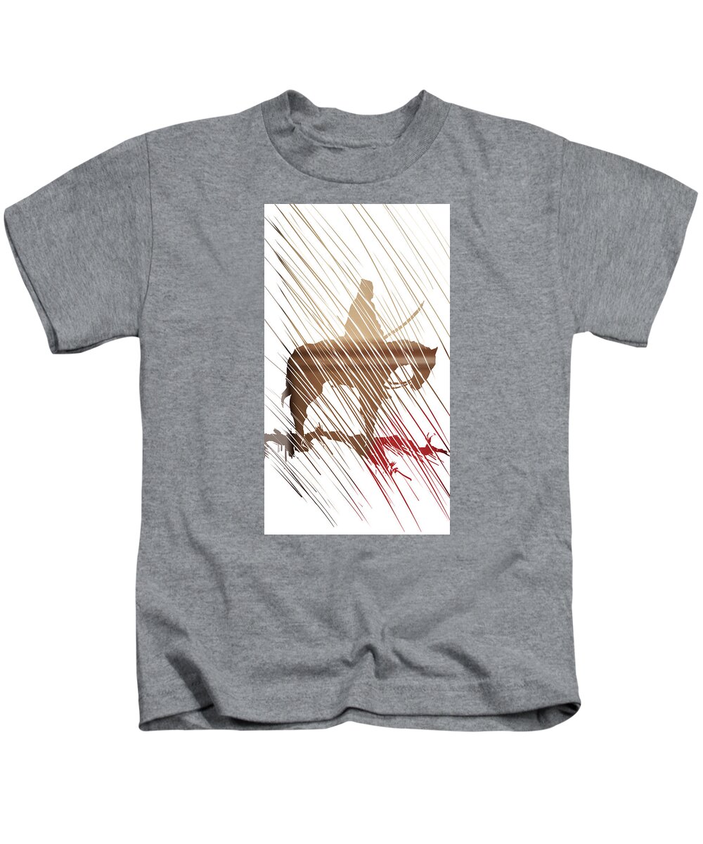  Kids T-Shirt featuring the painting Spirit Animal . War Horse by John Gholson