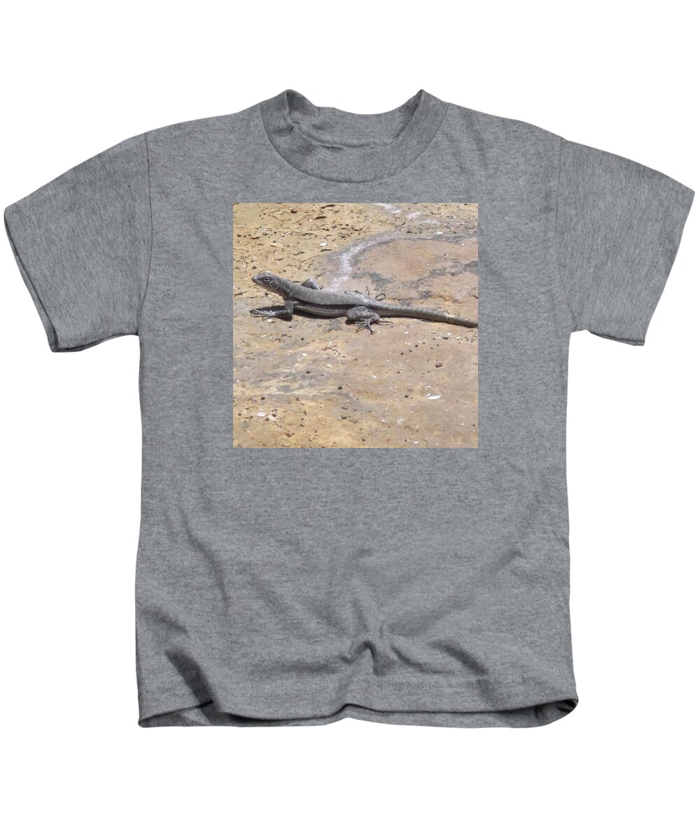 Reptile Kids T-Shirt featuring the photograph Lizard basking in the Sun by Charlotte Cooper