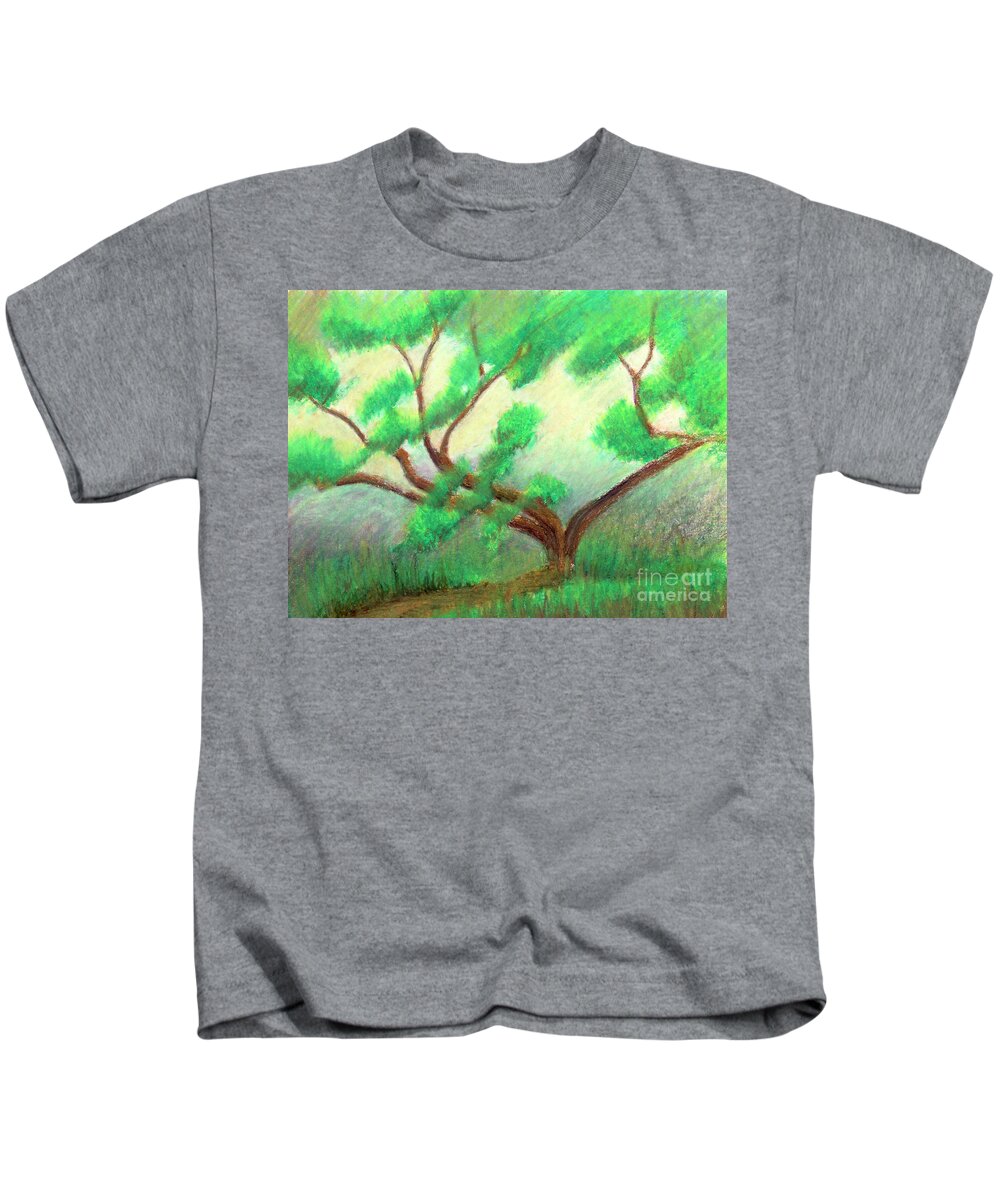 Tree Kids T-Shirt featuring the pastel Spring Green by Jackie Irwin