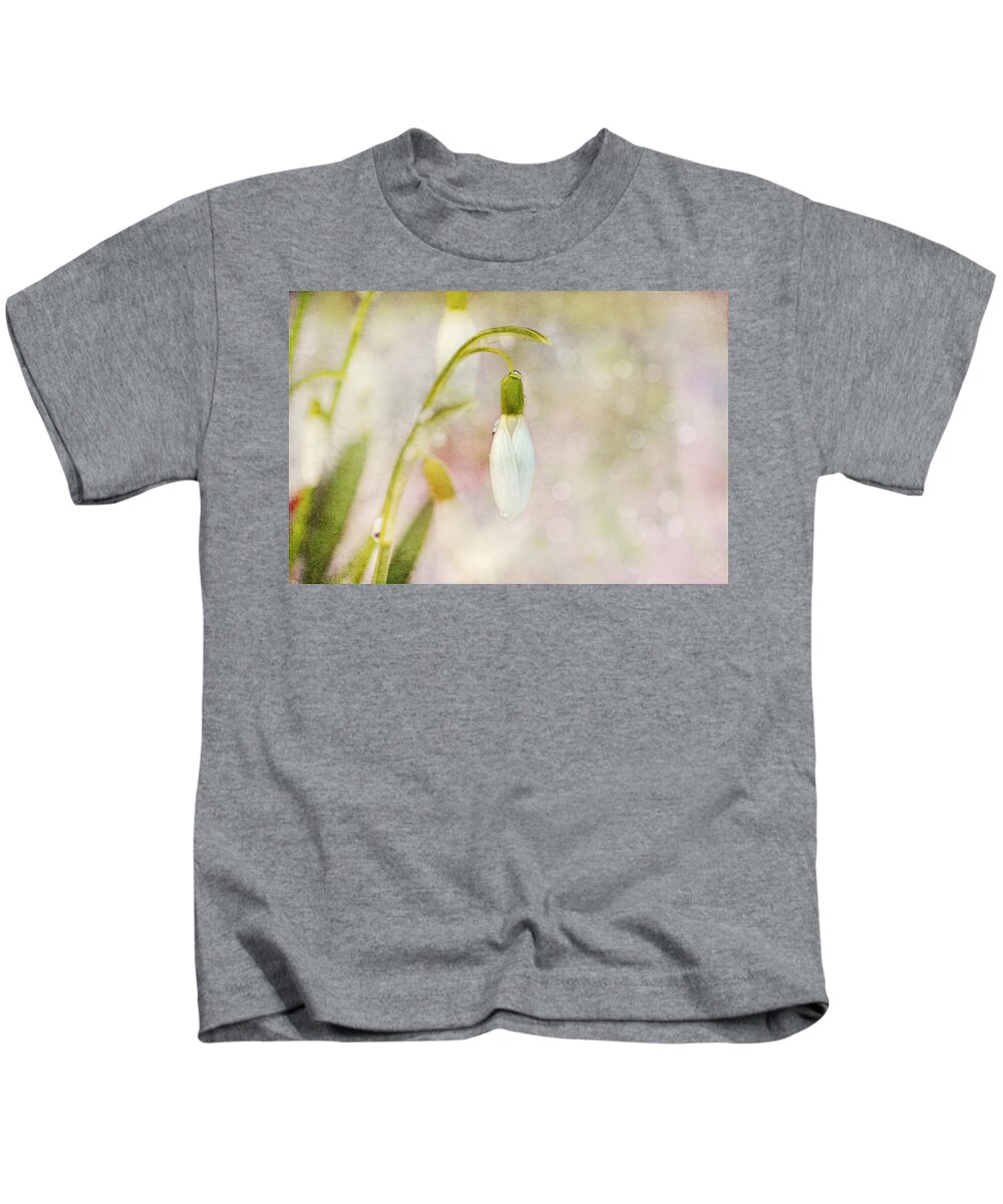 Snowdrops Kids T-Shirt featuring the photograph Spring Snowdrops and Bokeh by Peggy Collins