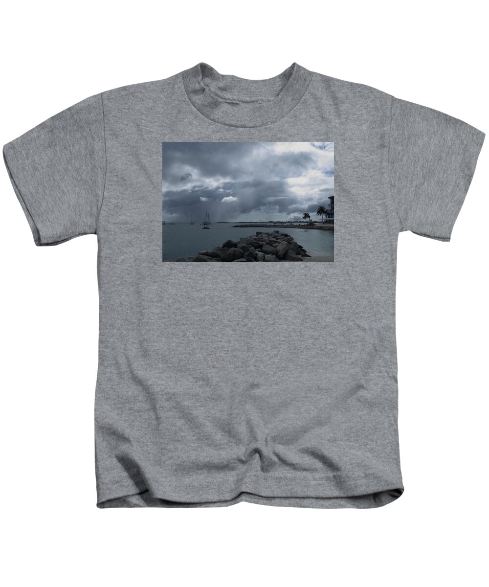 Squall Kids T-Shirt featuring the photograph Squall in Simpson Bay St Maarten by Christopher J Kirby