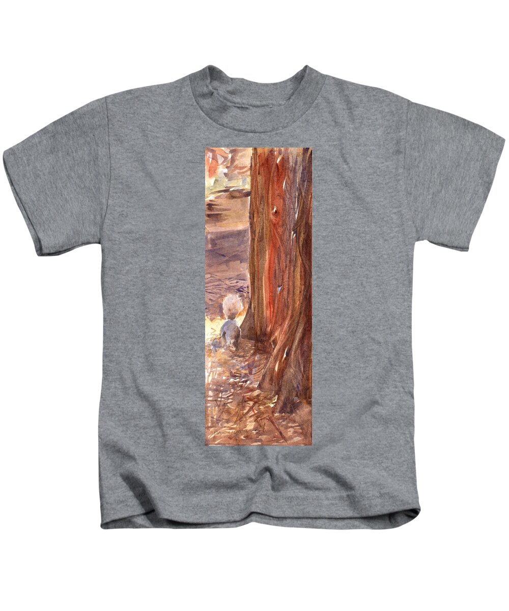 Squirrel Kids T-Shirt featuring the painting Squirrel by David Ladmore