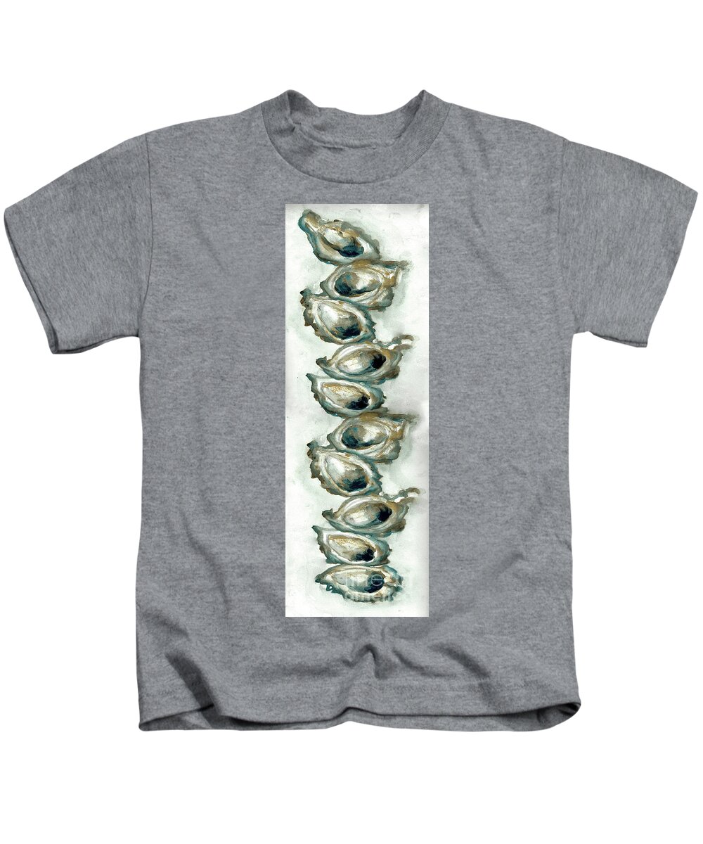 Oysters On The Half Shell Kids T-Shirt featuring the painting Stack of Ten oysters on the half shell by Francelle Theriot