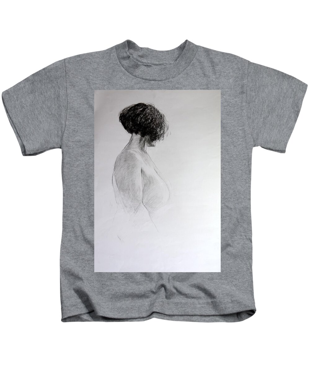 Life Kids T-Shirt featuring the drawing Standing Nude by Harry Robertson