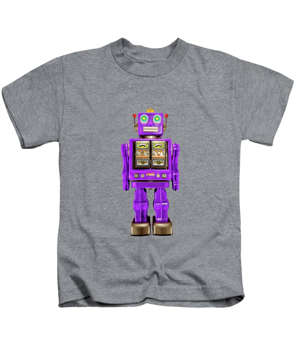 Art Kids T-Shirt featuring the photograph Star Strider Robot Purple on Black by YoPedro