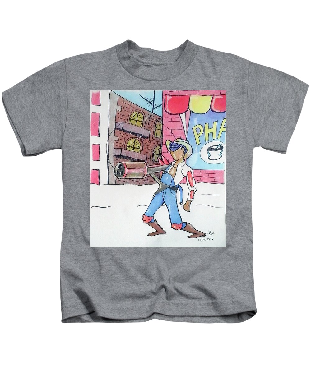 Hillbilly Kids T-Shirt featuring the drawing Steampunked Hillbilly by Loretta Nash