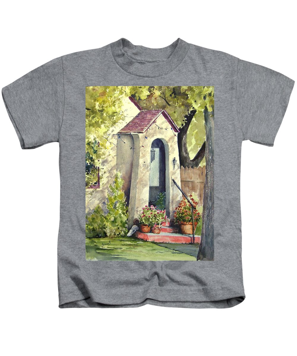 Door Kids T-Shirt featuring the painting Stephanie's Porch by Sam Sidders