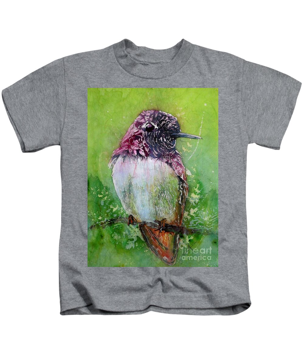 Hummingbird Kids T-Shirt featuring the mixed media Still for a Moment II by Carol Losinski Naylor