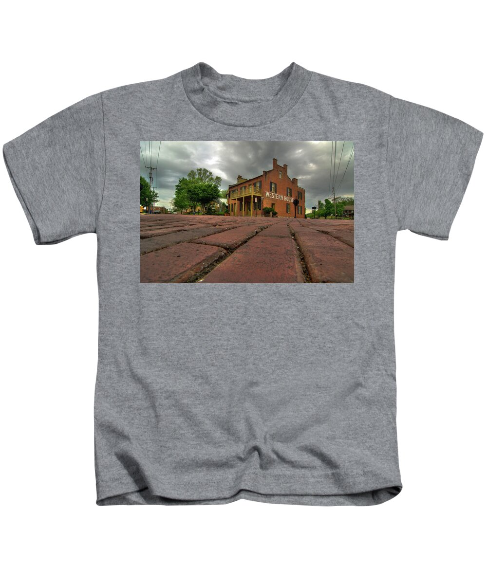 Missouri Kids T-Shirt featuring the photograph Stormy Morning on Main Street by Steve Stuller