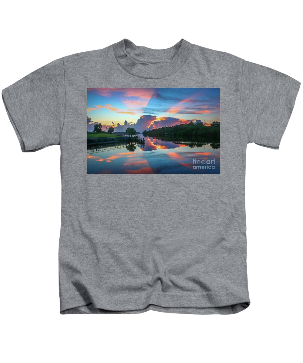 Sun Kids T-Shirt featuring the photograph Striped Sunrise by Tom Claud
