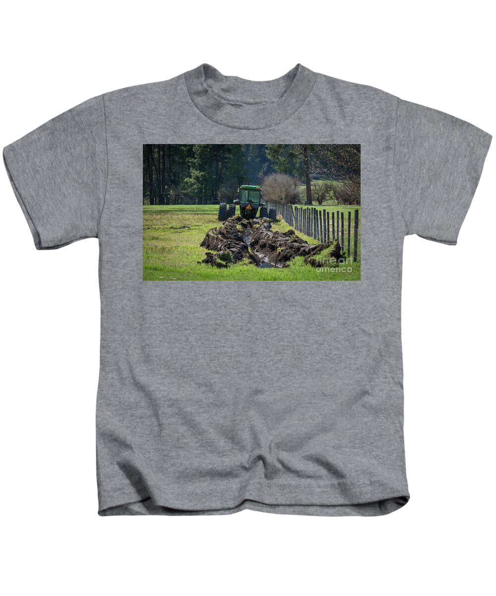 5d Kids T-Shirt featuring the photograph Stuck in the Muck Agriculture Art by Kaylyn Franks by Kaylyn Franks
