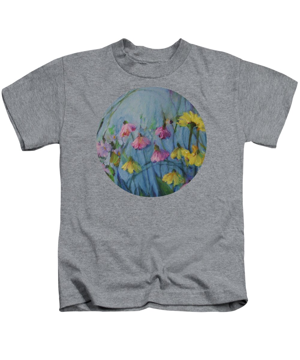 Wildflower Art Kids T-Shirt featuring the painting Summer Flower Garden by Mary Wolf
