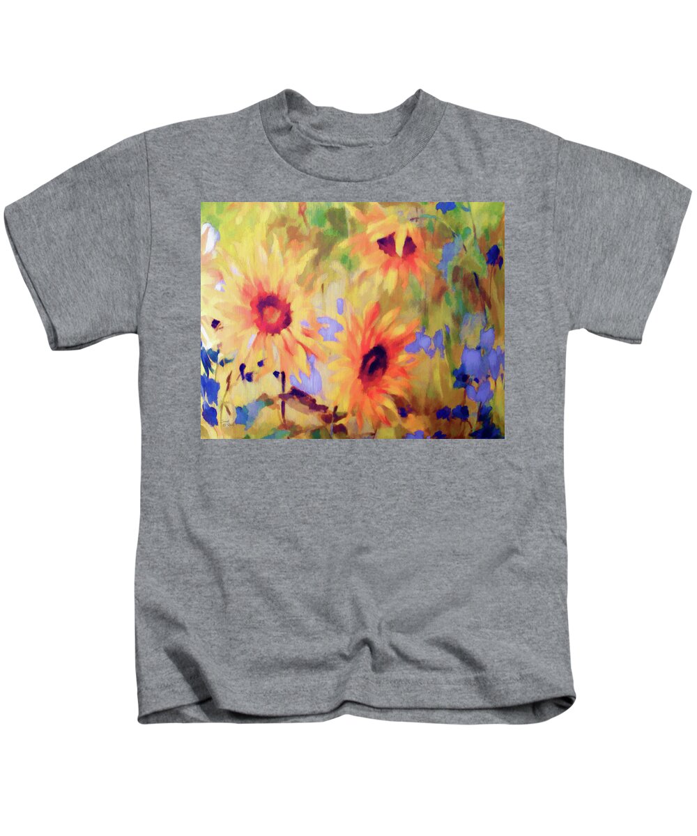 Sunflowers Kids T-Shirt featuring the photograph Sunflower Joy Watercolor by Sandi OReilly
