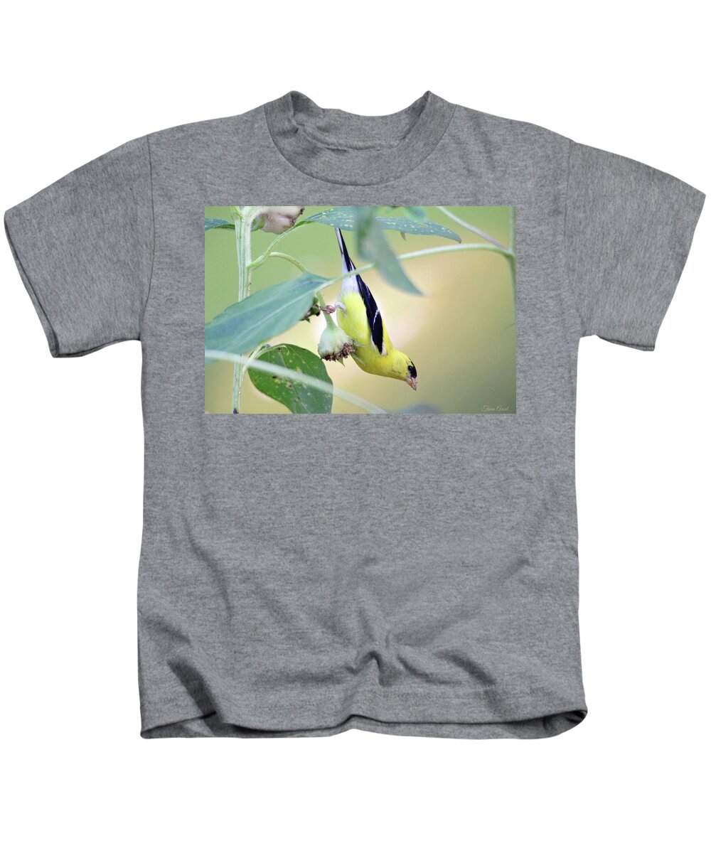 Nature Kids T-Shirt featuring the photograph Sunflower Seed Snack by Trina Ansel