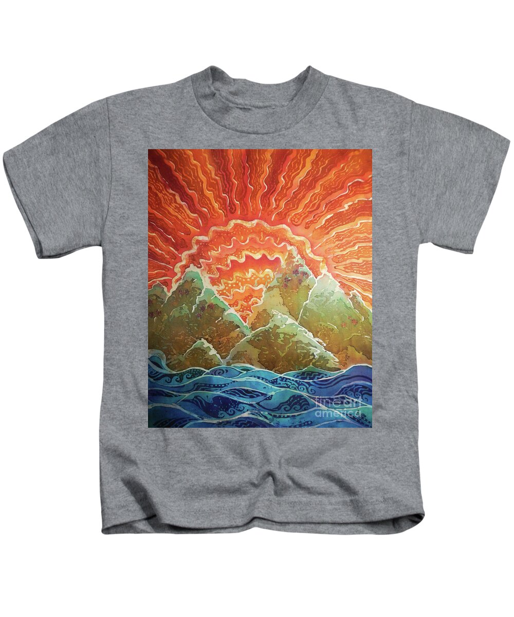 Sunrise Kids T-Shirt featuring the painting Sunrays by Sue Duda