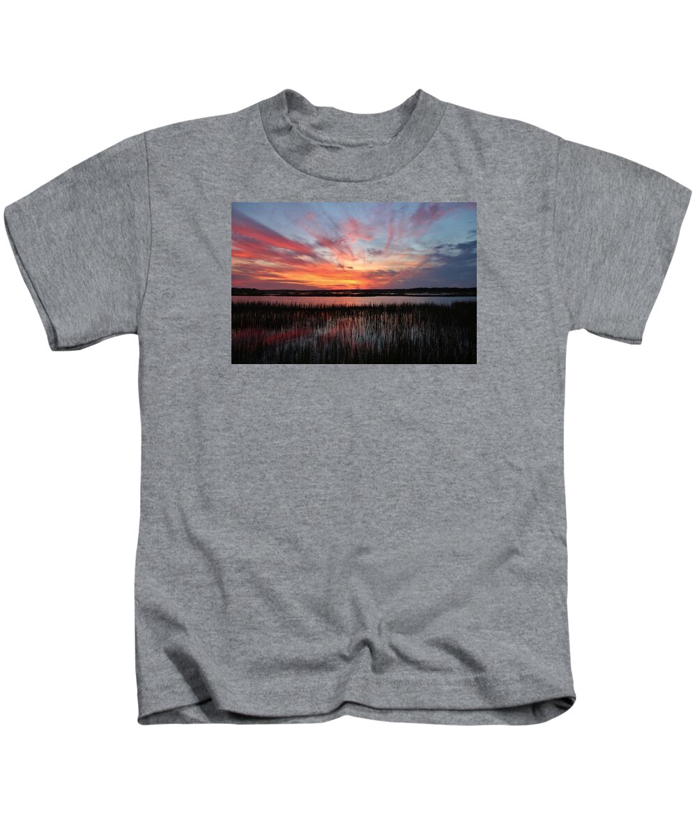 Sun Kids T-Shirt featuring the photograph Sunset And Reflections 2 by Cynthia Guinn