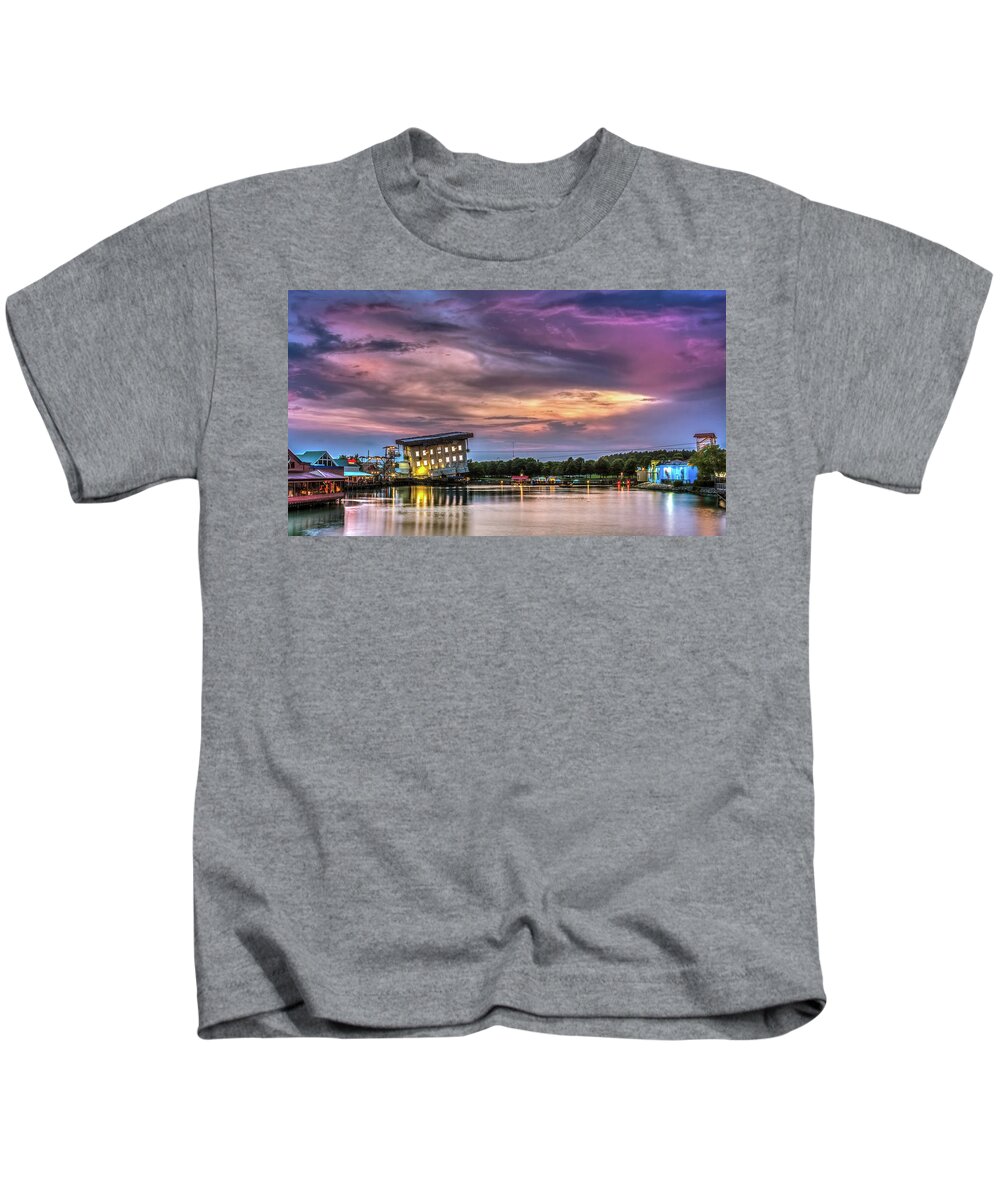 Across Kids T-Shirt featuring the photograph Sunset Broadway At The Beach by Traveler's Pics