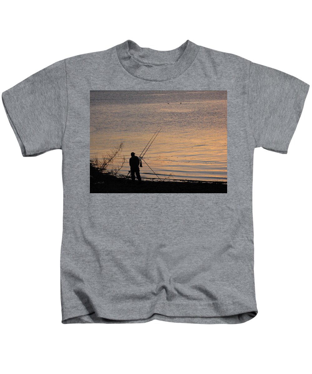 Scotland Kids T-Shirt featuring the photograph Sunset Fishing on the Loch by Joseph Noonan