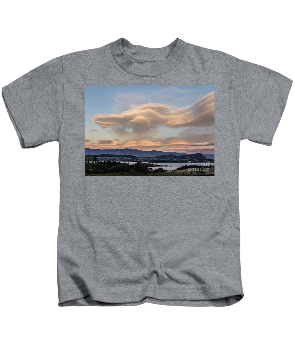New Zealand Kids T-Shirt featuring the photograph Sunset over Lake Wanaka by Didier Marti