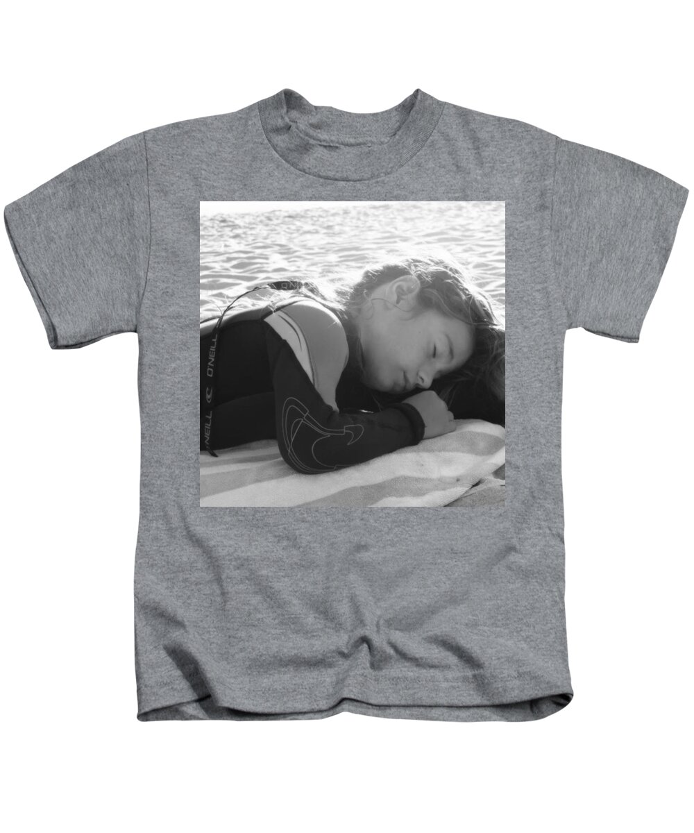 Huntington Beach Kids T-Shirt featuring the photograph Surfed Out #1 by Leah McPhail