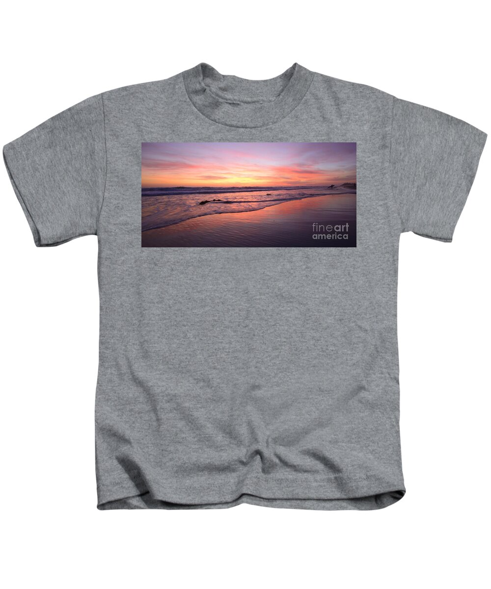 Landscapes Kids T-Shirt featuring the photograph Surfer Afterglow by John F Tsumas